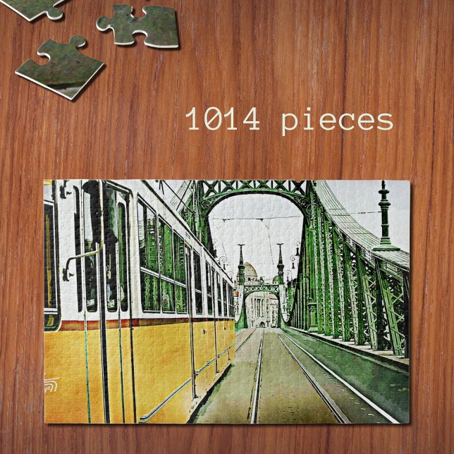 yellow tram on the Liberty bridge -Budapest Jigsaw Puzzle (Creator Uploaded)