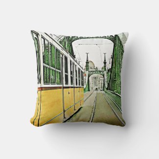 yellow tram on the Liberty bridge