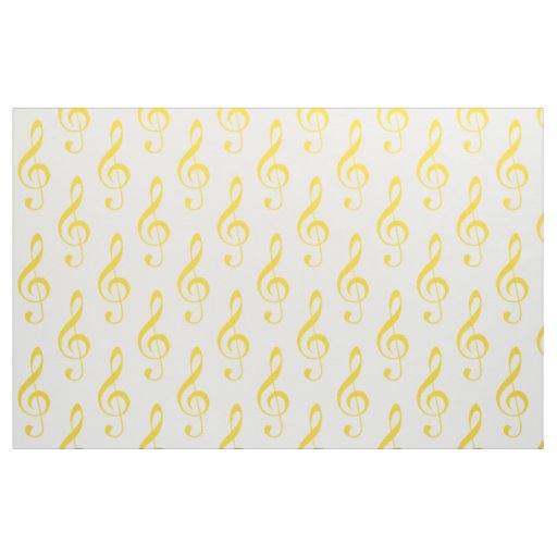 Yellow Treble Clef Pattern Fabric