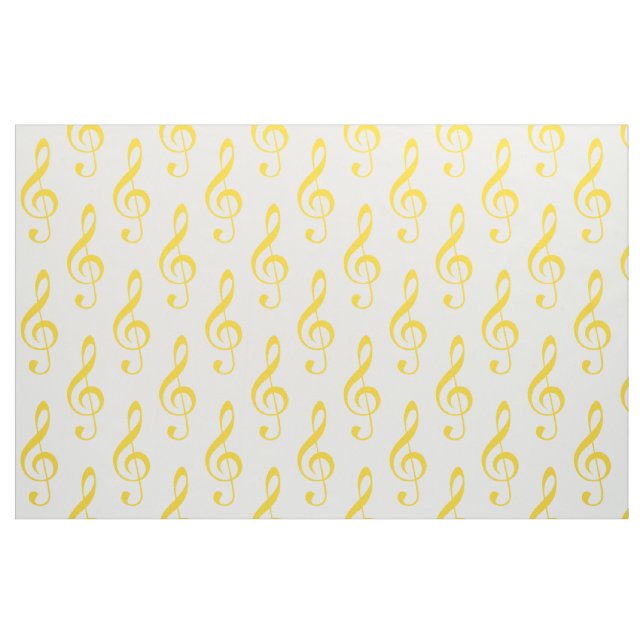 Yellow Treble Clef Pattern Fabric (Fat Quarter)