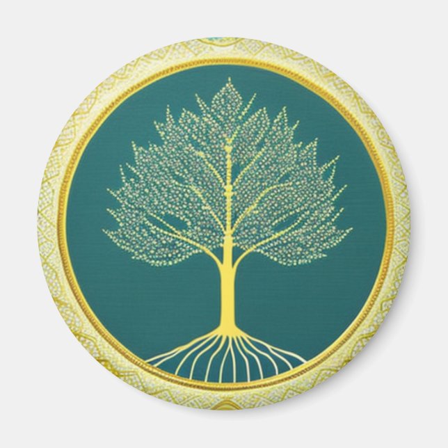 Yellow Tree of Life Circle Magnet (Front)