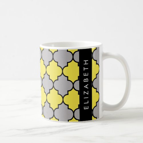 Yellow Trellis Quatrefoil Latticework Your Name Coffee Mug