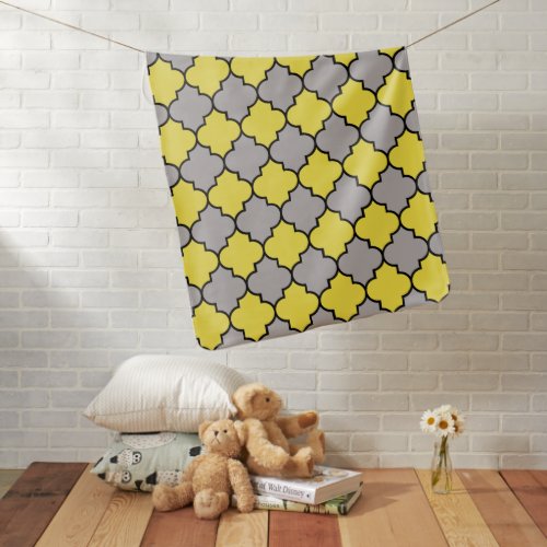 Yellow Trellis Quatrefoil Moroccan Lattice Baby Blanket