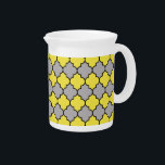 Yellow Trellis, Quatrefoil, Moroccan Lattice Beverage Pitcher<br><div class="desc">Elegant,  stylish and sophisticated Moroccan trellis pattern in gray and yellow color. Modern and trendy gift,  perfect for the latticework lover in your life.</div>