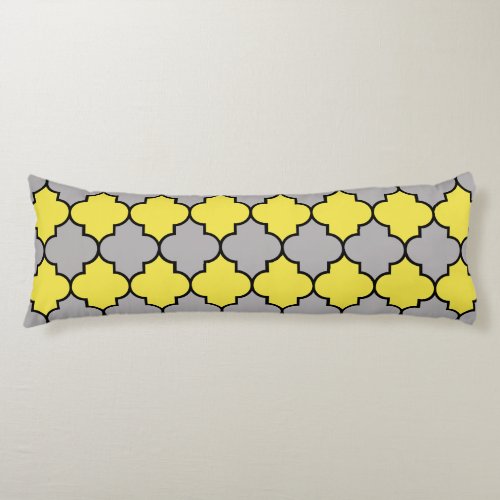 Yellow Trellis Quatrefoil Moroccan Lattice Body Pillow