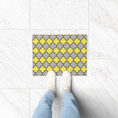 Yellow Trellis Quatrefoil Moroccan Lattice Doormat