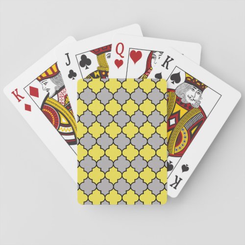 Yellow Trellis Quatrefoil Moroccan Lattice Poker Cards