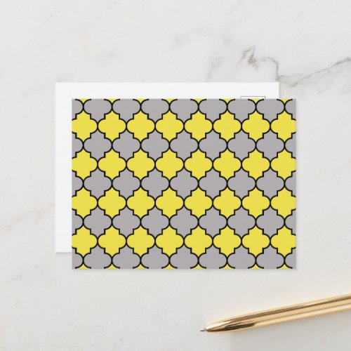 Yellow Trellis Quatrefoil Moroccan Lattice Postcard