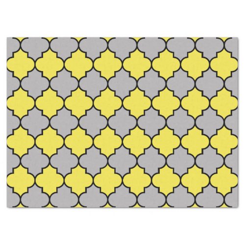 Yellow Trellis Quatrefoil Moroccan Lattice Tissue Paper