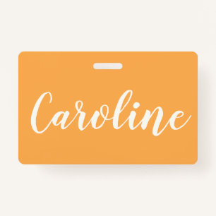 Yellow Trendy Modern Calligraphy Personalized Name Badge