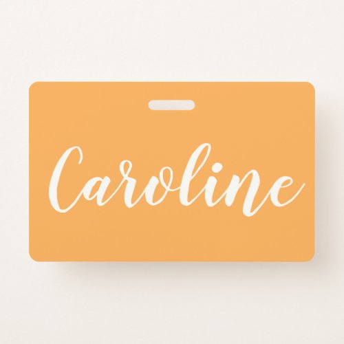 Yellow Trendy Modern Calligraphy Personalized Name Badge