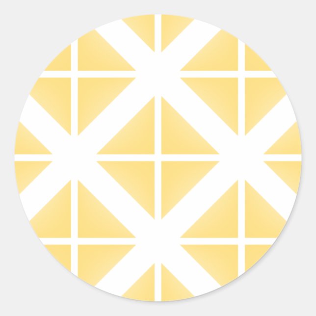 Yellow Trendy Triangle Pattern Classic Round Sticker (Front)