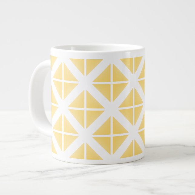 Yellow Trendy Triangle Pattern Large Coffee Mug (Front Left)