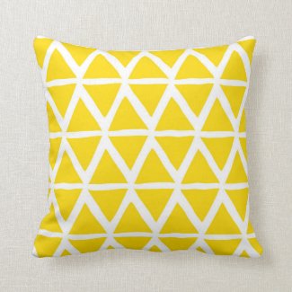 Yellow Triangles Geometric Decorative Pillow