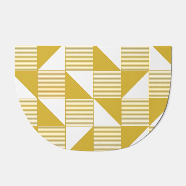 Yellow Triangles: Linear Seamless Pattern. Doormat (Front)