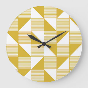 Yellow Triangles: Linear Seamless Pattern. Large Clock