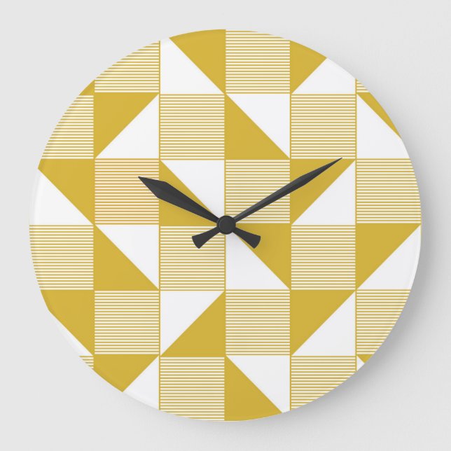 Yellow Triangles: Linear Seamless Pattern. Large Clock (Front)
