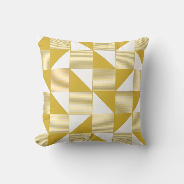 Yellow Triangles: Linear Seamless Pattern. Throw Pillow (Front)