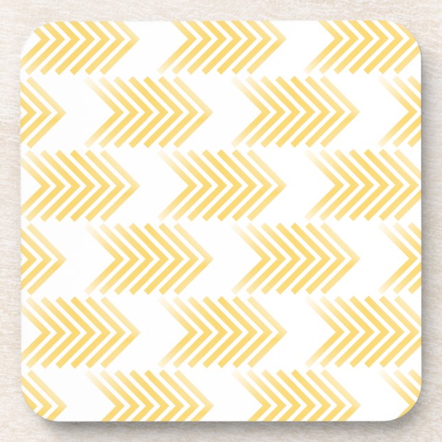 Yellow Tribal Arrow Pattern Beverage Coaster (Front)