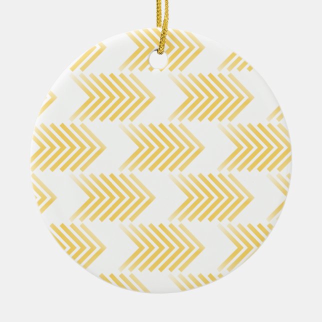 Yellow Tribal Arrow Pattern Ceramic Ornament (Front)