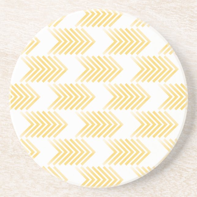 Yellow Tribal Arrow Pattern Drink Coaster (Front)