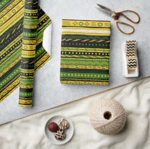 Yellow Tribal Pattern Mix Wrapping Paper