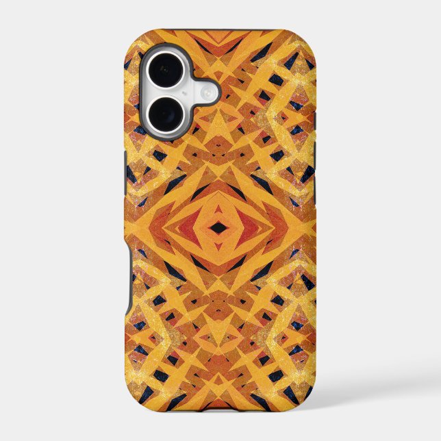 Yellow tribal shapes pattern iphone case (Back)