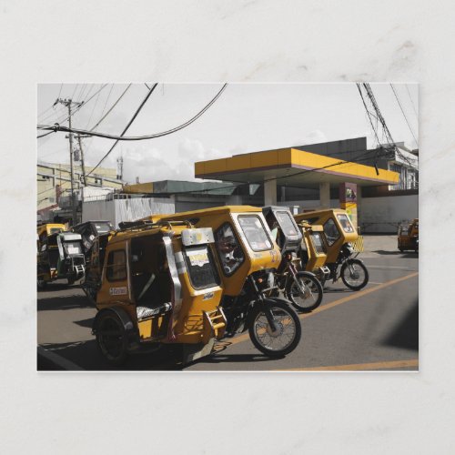 Yellow Tricycles in the Philippines Postcard