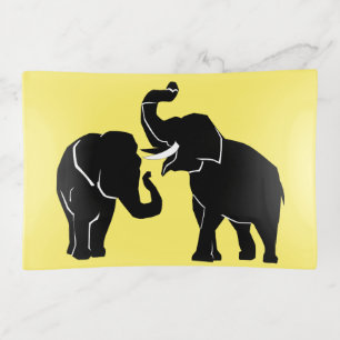 Yellow Trinket Tray with Elephants Custom Color
