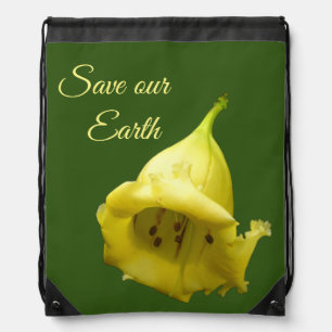 Yellow Tropical Blossom Drawstring Bag