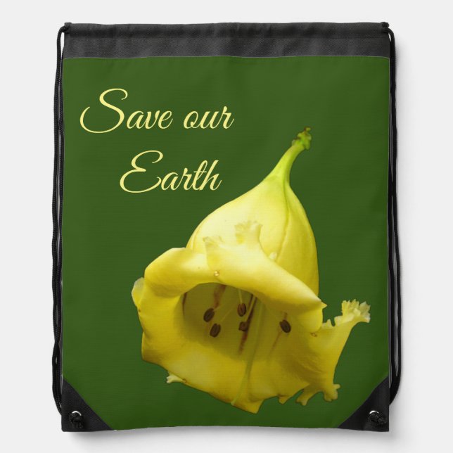 Yellow Tropical Blossom Drawstring Bag (Front)