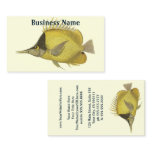 Yellow Tropical Chelmon Longirostris, Vintage Fish Business Card