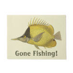 Yellow Tropical Chelmon Longirostris, Vintage Fish Doormat