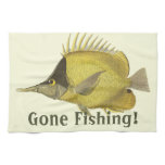 Yellow Tropical Chelmon Longirostris, Vintage Fish Kitchen Towel