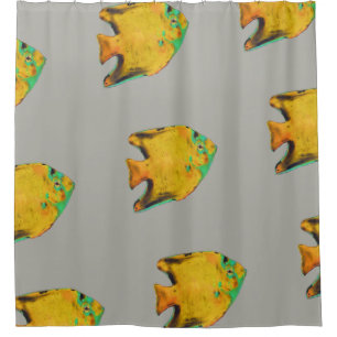 Yellow Tropical Fish Shower Curtain