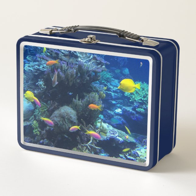 Yellow Tropical Fish Underwater Photo Metal Lunch Box (Front)