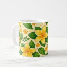 Yellow Tropical Flowers with Lush Green Leaves