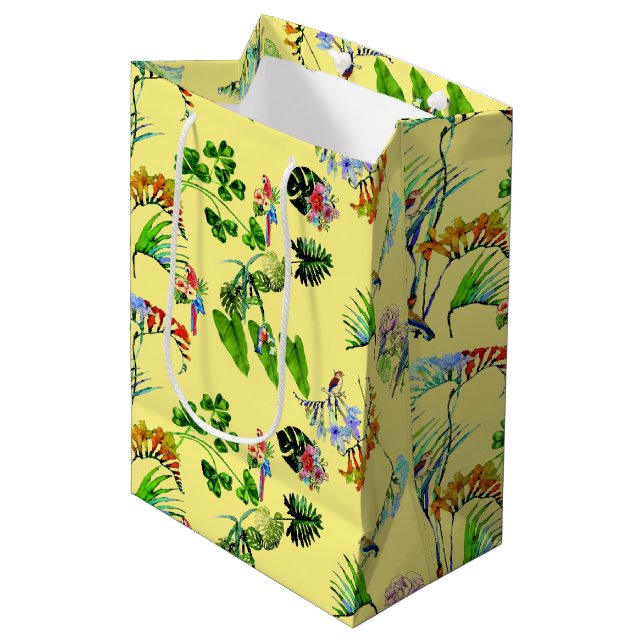 Yellow Tropical Paradise  Medium Gift Bag (Front Angled)