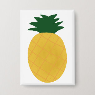Yellow Tropical Pineapple Summer Fruit Lover Gift Button