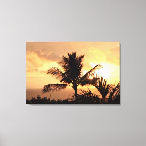 Yellow Tropical Sunset Sky Wrapped Canvas