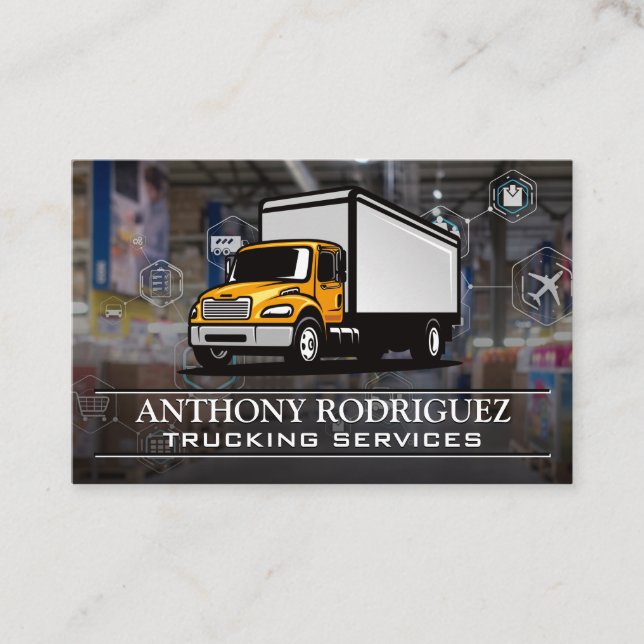 Yellow Truck | Logistics Warehouse Business Card (Front)