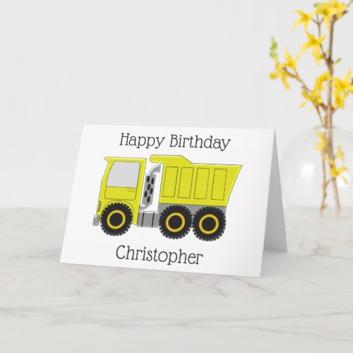 Yellow Truck Personalised Birthday Card