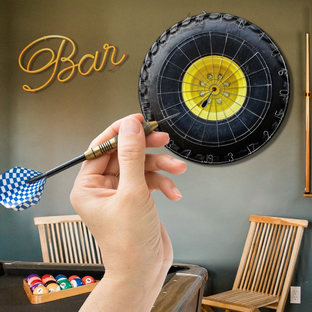 Yellow Truck Tractor Construction wheel tire  Dart Board (Creator Uploaded)