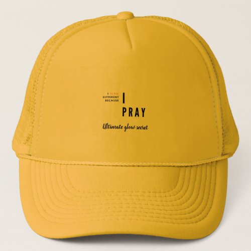 Yellow tucker hat with Christian writing