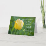 Yellow Tulip 20th Wedding Anniversary Card