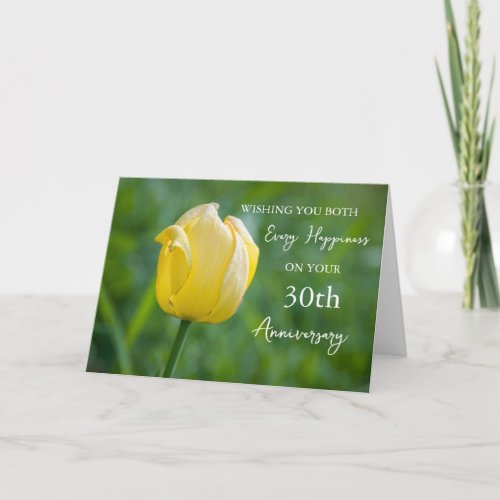 Yellow Tulip 30th Wedding Anniversary Card