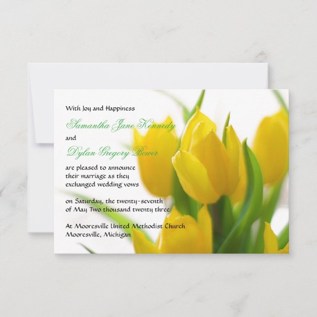 Yellow Tulip - 3x5 Wedding Announcement (Front)
