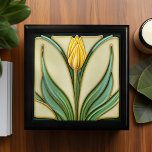 Yellow Tulip Art Nouveau Art Deco Jewelry Gift Box<br><div class="desc">Preserve your precious memories and valuables with this exquisite Art Nouveau Tulip Keepsake Box. Crafted from lacquered wood, this box is available in various finishes including golden oak, ebony black, emerald green, and red mahogany to suit your preference. The soft felt interior provides a snug space, ensuring protection for your...</div>