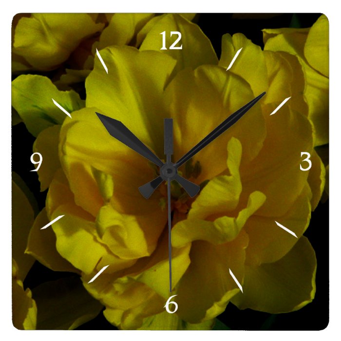 Yellow Tulip Art Square Wallclocks