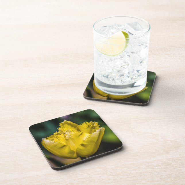 Yellow Tulip Beverage Coaster (Right Side)
